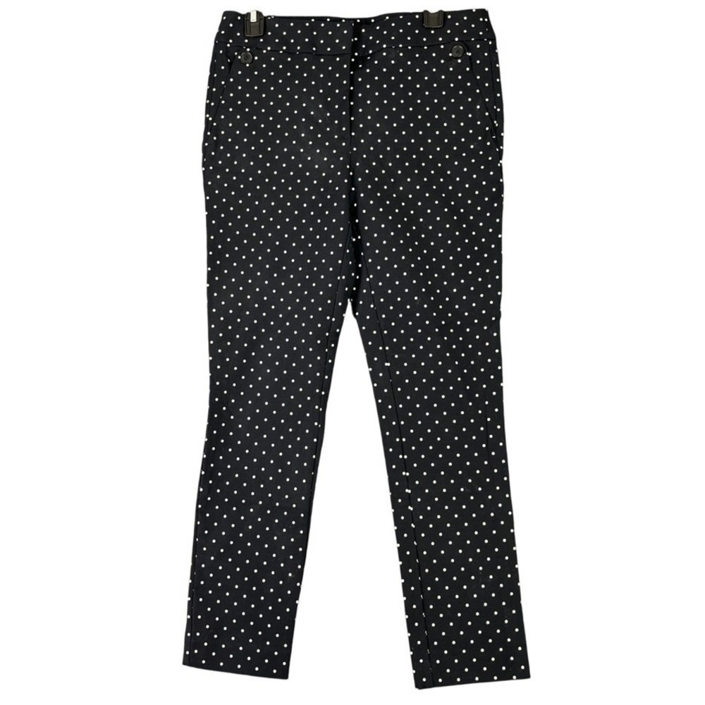 LOFT Womens 6 Marisa Skinny Pants Black White Polka Dot Stretch‎ Business Casual